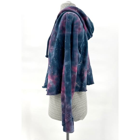 Spiritual Gangster Galaxy Tie Dye Stella Rocker Cropped Hoodie Wildberry Blue L - Picture 2 of 9